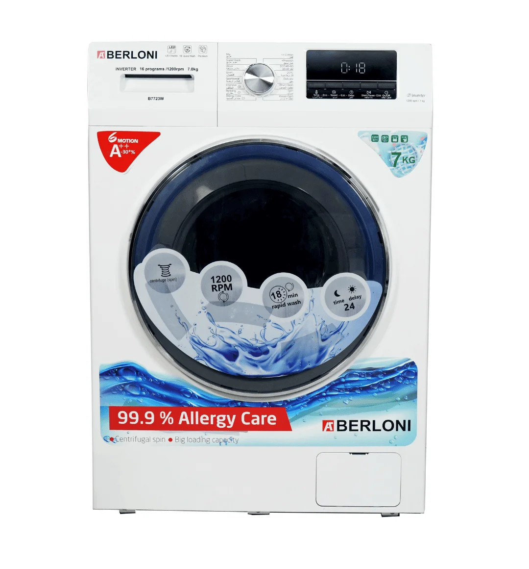 Berloni Washing Machine 7KG Inverter B7723W